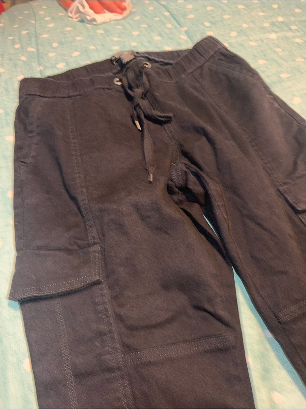 Medium Black Cargo Jogger Pants with Drawstring Waist. MUST BE BUNDLED